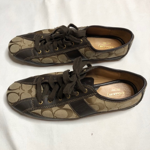 Coach SUEE Brown signature canvas leather sneakers - Picture 3 of 10